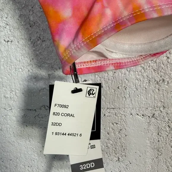SUNDAZED Harper Tie-Dyed Bikini Top & Strappy Bottoms, CORAL 32DD/S - Picture 9 of 15